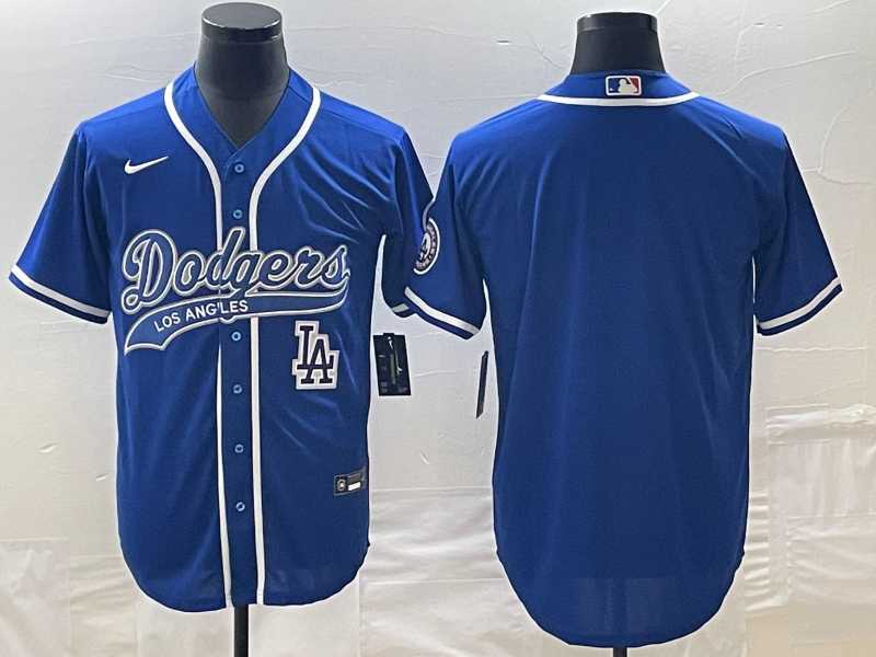 Men%27s Los Angeles Dodgers Blue Blank With Patch Cool Base Stitched Baseball Jerseys->los angeles dodgers->MLB Jersey